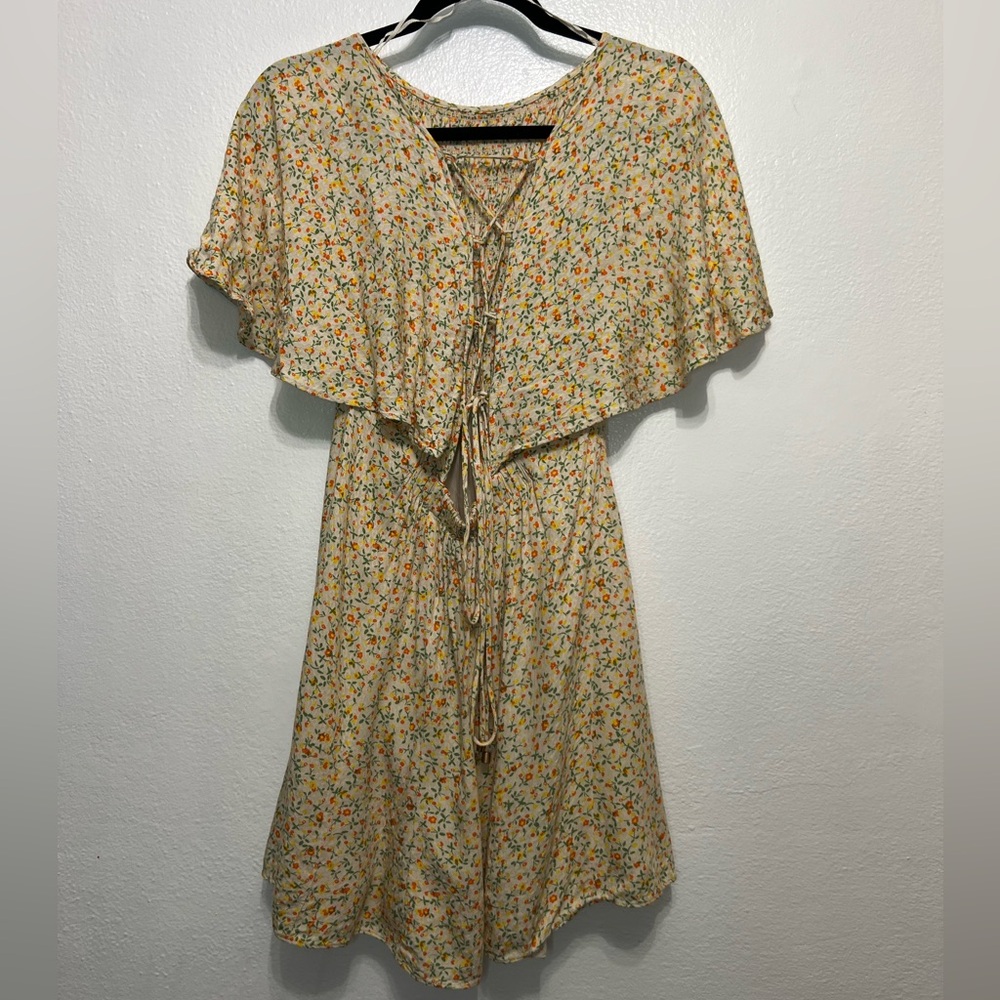Free People Florence Floral Lace-Up Back Mini Dress Size Small - Picture 3 of 8